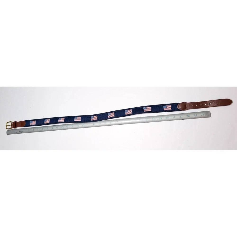 Leather Man Limited USA American Flag Woven Belt Blue ~ Size 34